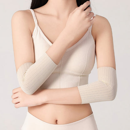 Manchons de bras en soie glacée sans couture (2 paires) - Beige - XL - image 10