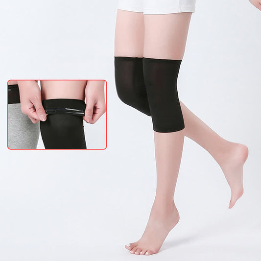 Genouillères antidérapantes en soie de mûrier sans couture - Noir - XL - image 0