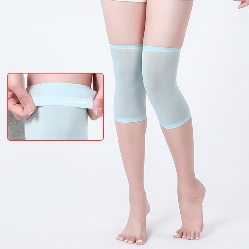 Genouillères antidérapantes en soie de mûrier sans couture - Bleu - XL - image 2