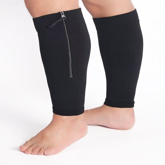 Manchons de compression zippés pour mollets de cyclisme - Noir - Taille unique - image 1