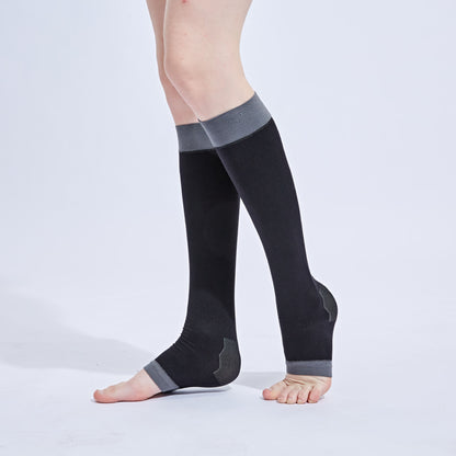 Chaussettes de compression noires à bout ouvert (3 paires) - Noir - EU36-42 (US3-8.5) - image 2