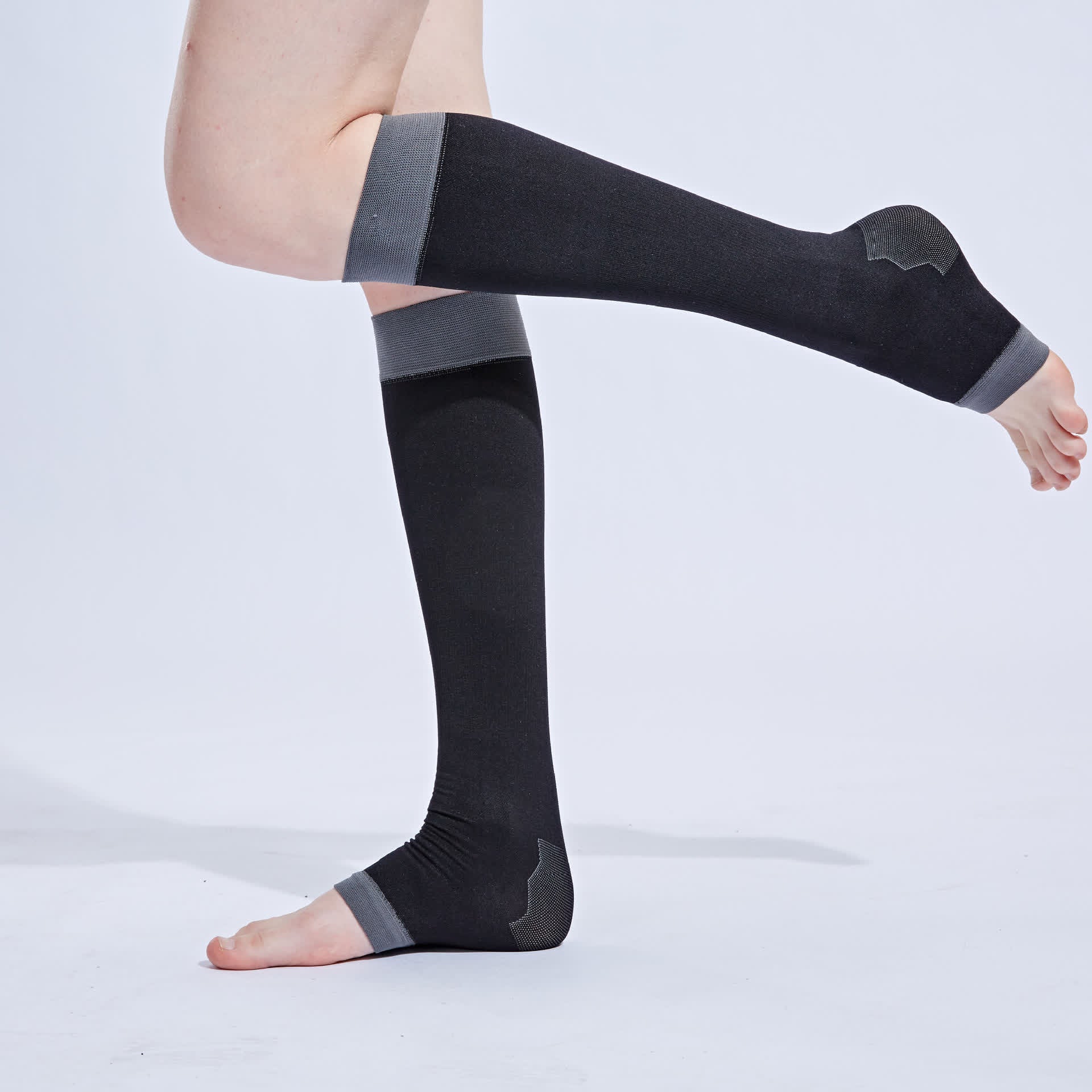 Chaussettes de compression noires à bout ouvert (3 paires) - image 3