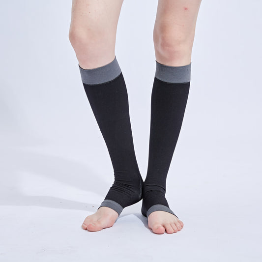 Chaussettes de compression noires à bout ouvert (3 paires) - image 0