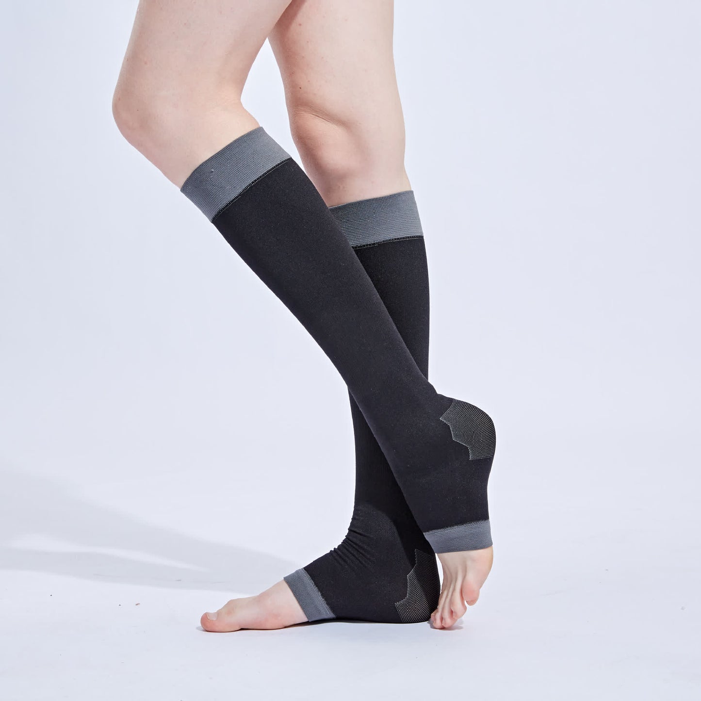 Chaussettes de compression noires à bout ouvert (3 paires) - image 1