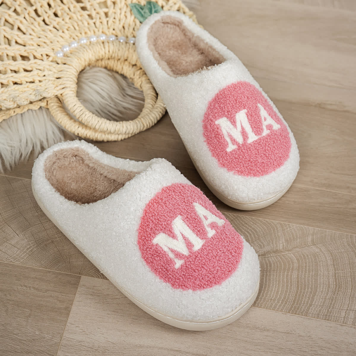 Chaussons imprimés MAMA grande taille - Blanc - EU44-45 (US10-11) - image 5