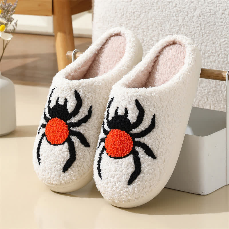 Chaussons grande taille à imprimé éléments d'Halloween - Blanc - Araignée - EU42-43 (US8.5-9) - image 2