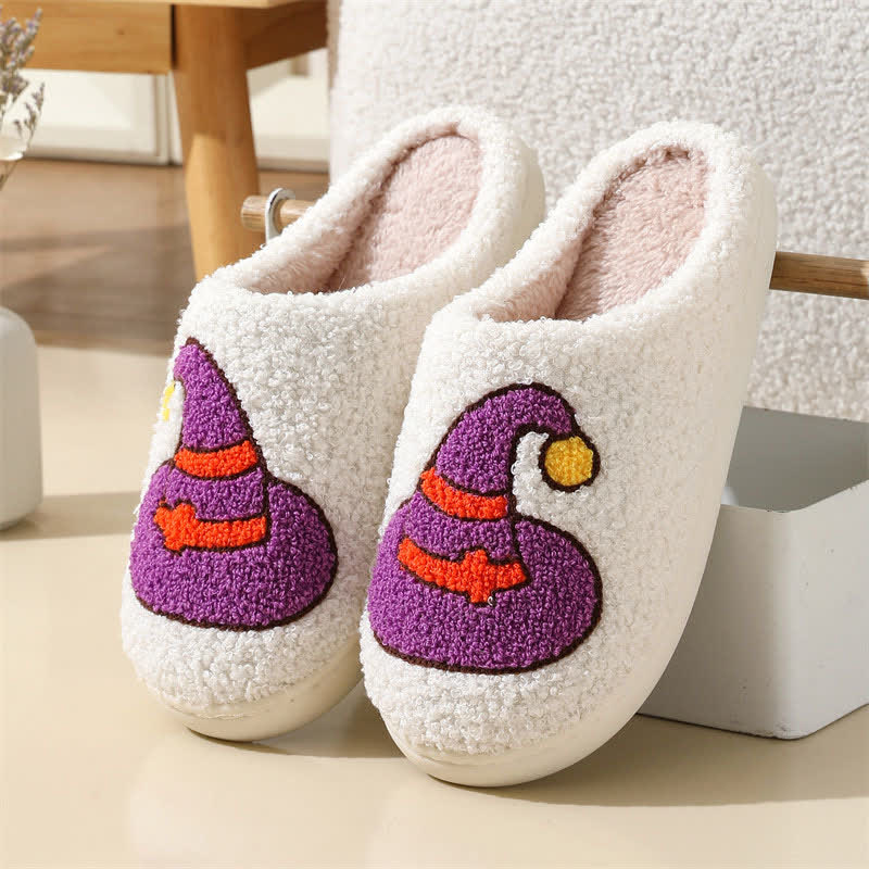 Chaussons grande taille à imprimé éléments d'Halloween - Blanc - chapeau de sorcier - EU42-43 (US8.5-9) - image 5