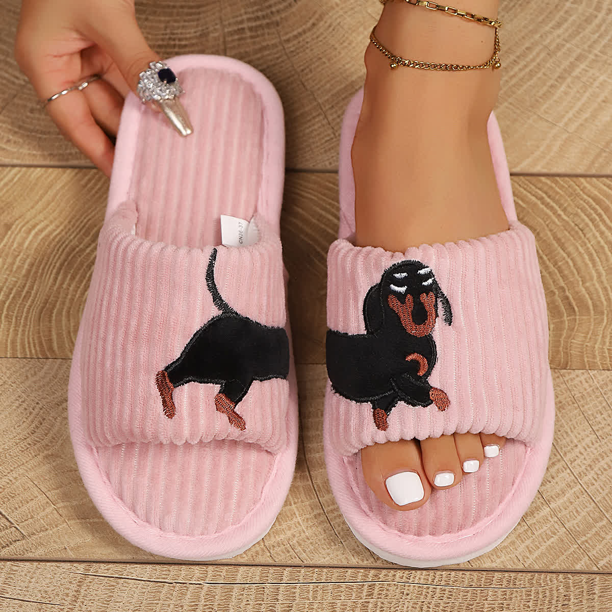 Chaussons mignons teckel grande taille - Rose - EU43-44 (US9-10) - image 3
