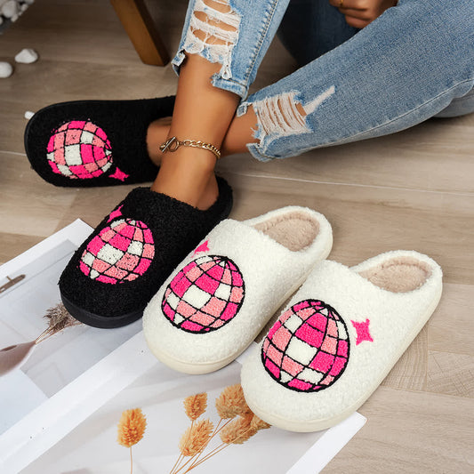 Chaussons grande taille à imprimé boule disco - image 0