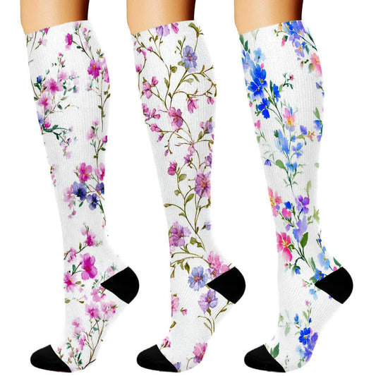 Chaussettes de compression hautes Peach Blossom Series (3 paires) - Blanc - S/M - image 1