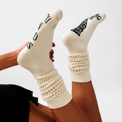 Chaussettes hautes à semelle imprimée - Beige - EU36-43 (US3-9) - image 4