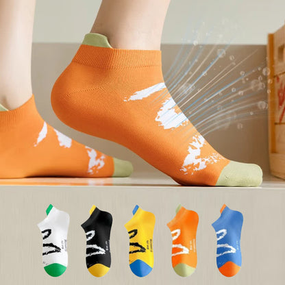 Chaussettes de compression à la cheville grande taille avec pinceau à encre (5 paires) - Multicolore - EU36-44 (US3-10) - image 0