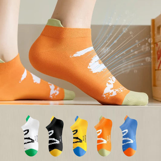 Chaussettes de compression à la cheville grande taille avec pinceau à encre (5 paires) - Multicolore - EU36-44 (US3-10) - image 0