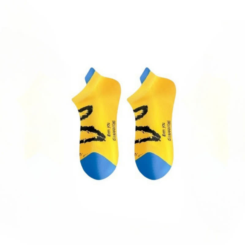 Chaussettes de compression à la cheville grande taille avec pinceau à encre (5 paires) - Jaune - EU36-44 (US3-10) - image 5