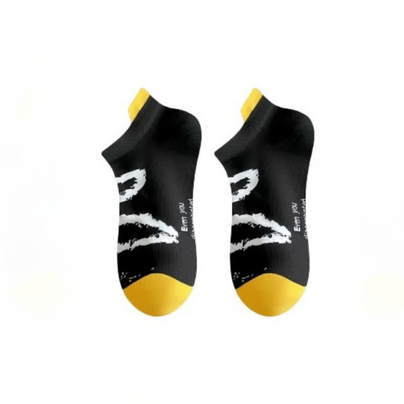 Chaussettes de compression à la cheville grande taille avec pinceau à encre (5 paires) - Noir - EU36-44 (US3-10) - image 4