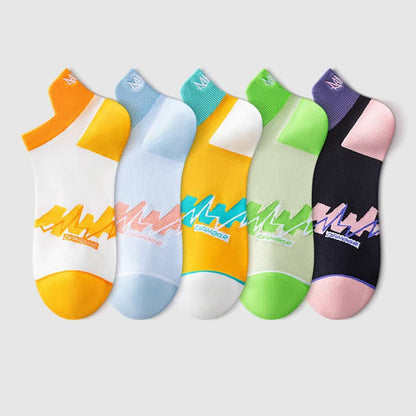 Chaussettes de compression géométriques en coton (5 paires) - Multicolore - EU36-40 (US3-7) - image 2