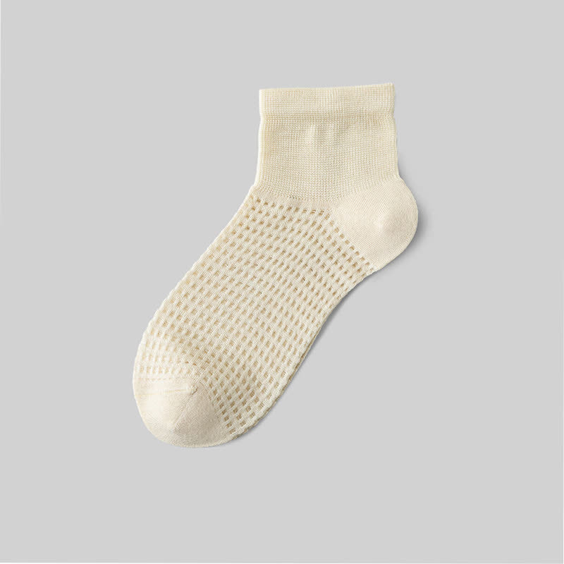 Chaussettes en soie de mûrier respirantes (9 paires) - Beige - EU36-40 (US3-7) - image 6