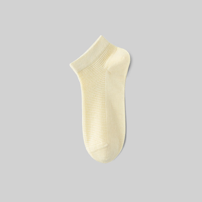 Chaussettes courtes respirantes en soie de mûrier (5 paires) - Jaune - EU36-40(US3-7) - image 8