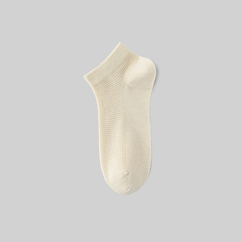 Chaussettes courtes respirantes en soie de mûrier (5 paires) - Beige - EU36-40(US3-7) - image 5
