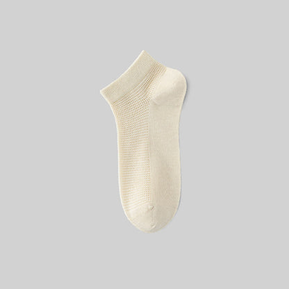 Chaussettes courtes respirantes en soie de mûrier (5 paires) - Beige - EU36-40(US3-7) - image 5