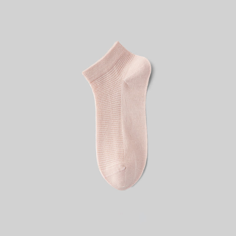 Chaussettes courtes respirantes en soie de mûrier (5 paires) - Rose clair - EU36-40(US3-7) - image 7
