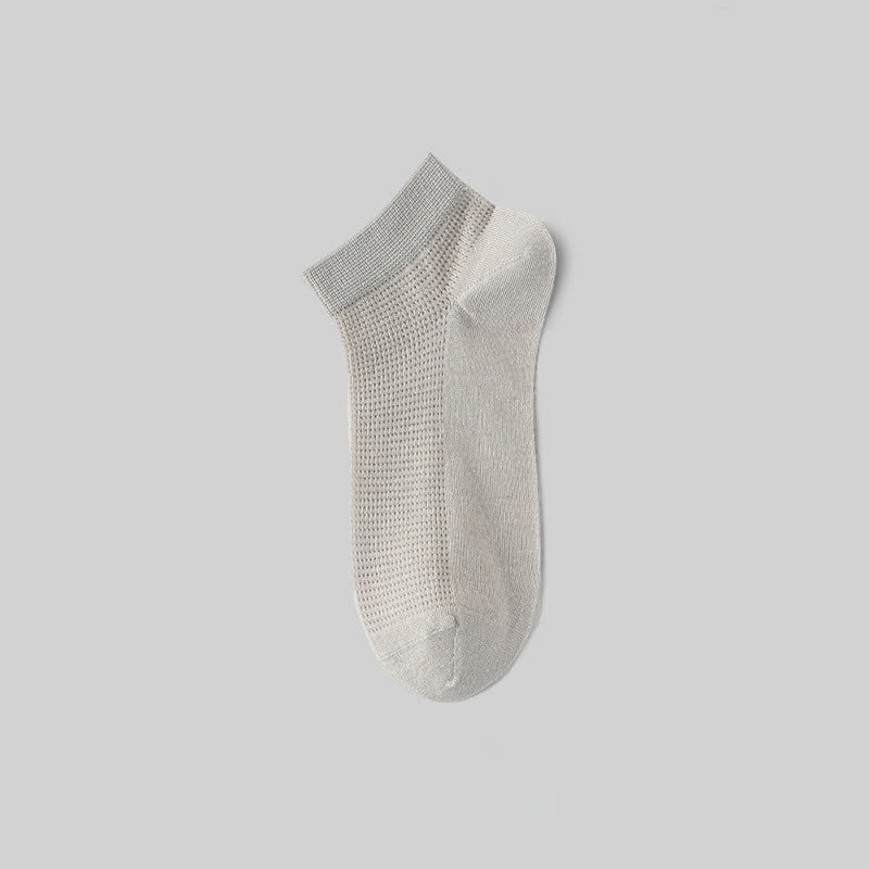Chaussettes courtes respirantes en soie de mûrier (5 paires) - Gris - EU36-40(US3-7) - image 13