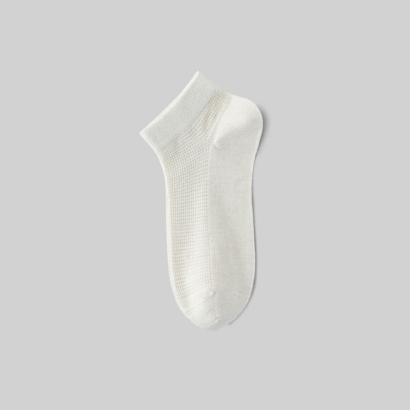 Chaussettes courtes respirantes en soie de mûrier (5 paires) - Blanc - EU36-40(US3-7) - image 3