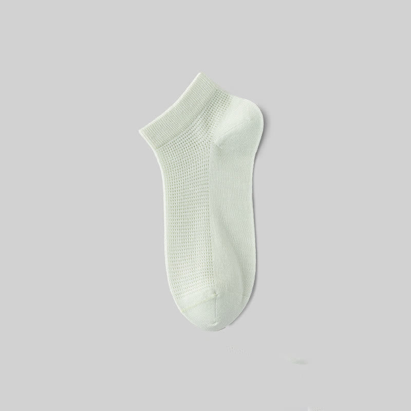 Chaussettes courtes respirantes en soie de mûrier (5 paires) - Vert clair - EU36-40(US3-7) - image 12