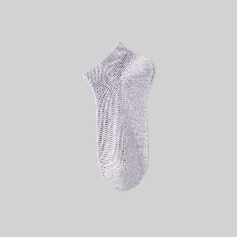 Chaussettes courtes respirantes en soie de mûrier (5 paires) - Violet clair - EU36-40(US3-7) - image 14
