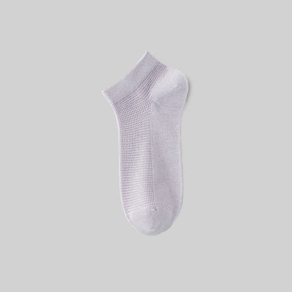 Chaussettes courtes respirantes en soie de mûrier (5 paires) - Violet clair - EU36-40(US3-7) - image 14