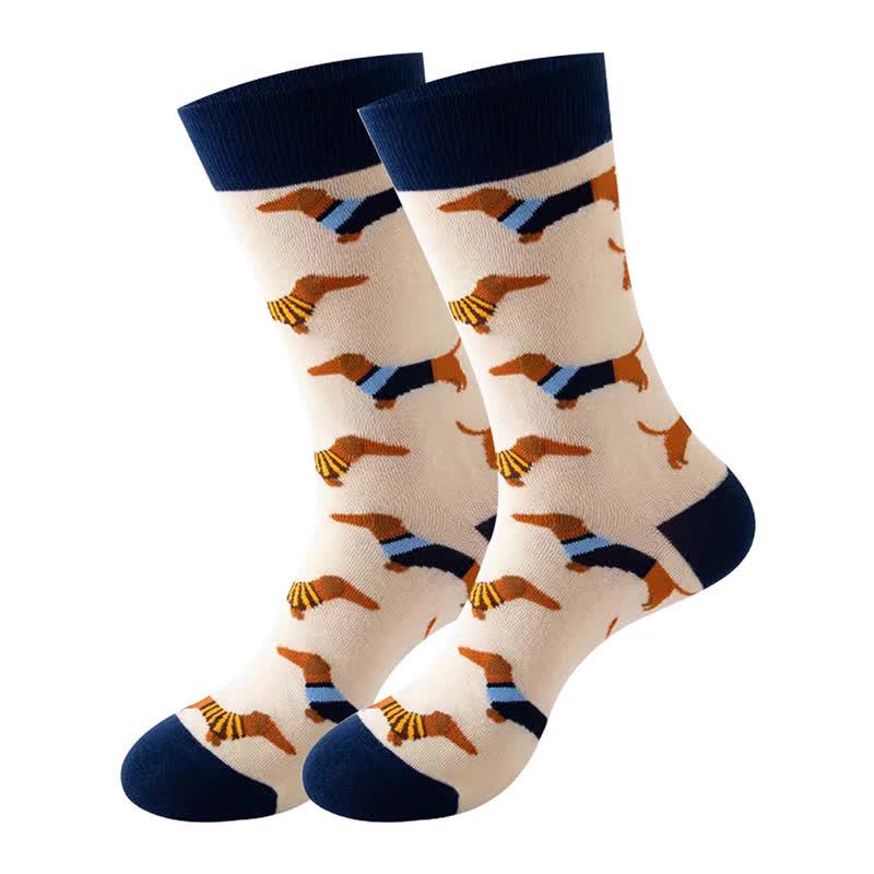 Chaussettes courtes de la série Cute Dog (5 paires) - Beige - EU36-43 (US3-9) - image 3