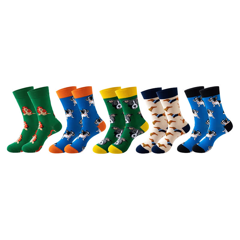 Chaussettes courtes de la série Cute Dog (5 paires) - Multicolore - EU36-43 (US3-9) - image 0