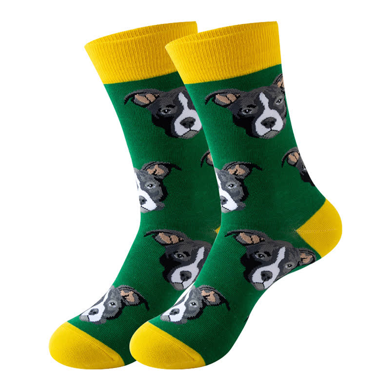Chaussettes courtes de la série Cute Dog (5 paires) - Vert et jaune - EU36-43 (US3-9) - image 2