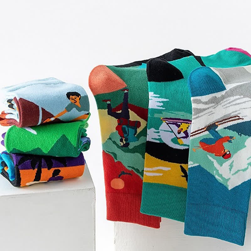 Chaussettes courtes imprimées pour sports de plein air (5 paires) - image 1