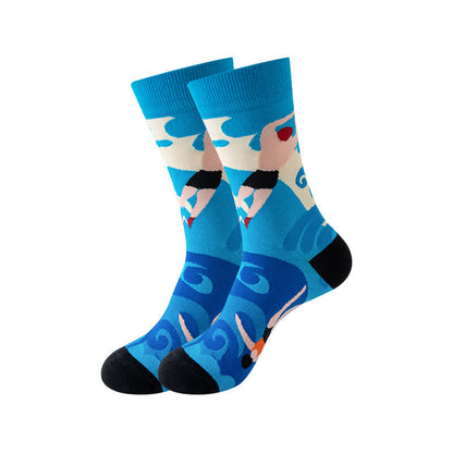 Chaussettes courtes imprimées pour sports de plein air (5 paires) - Bleu foncé - EU36-43 (US3-9) - image 7