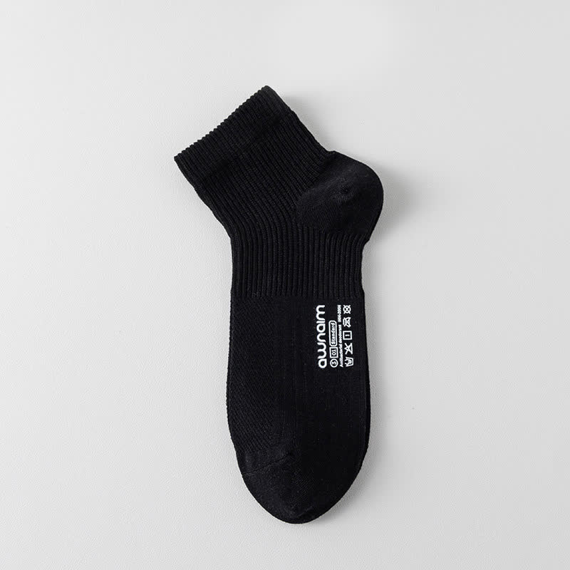 Chaussettes à imprimé lettre en maille de coton (7 paires) - Noir - EU39-44 (US6-10) - image 3