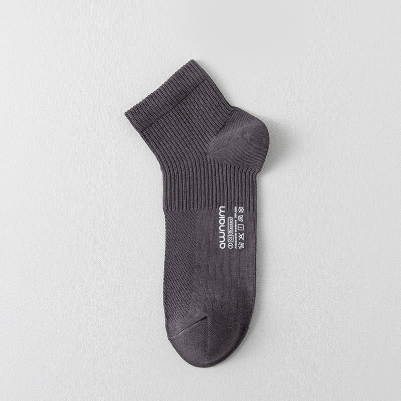 Chaussettes à imprimé lettre en maille de coton (7 paires) - Gris foncé - EU39-44 (US6-10) - image 12