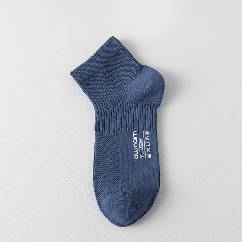 Chaussettes à imprimé lettre en maille de coton (7 paires) - Bleu - EU39-44 (US6-10) - image 10