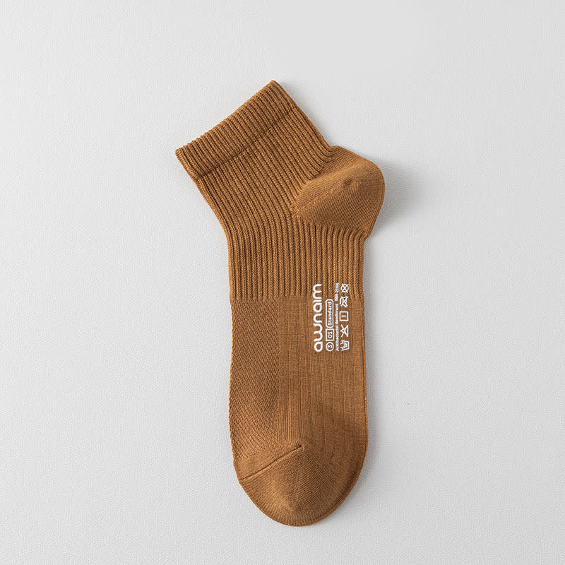 Chaussettes à imprimé lettre en maille de coton (7 paires) - Chameau - EU39-44 (US6-10) - image 7