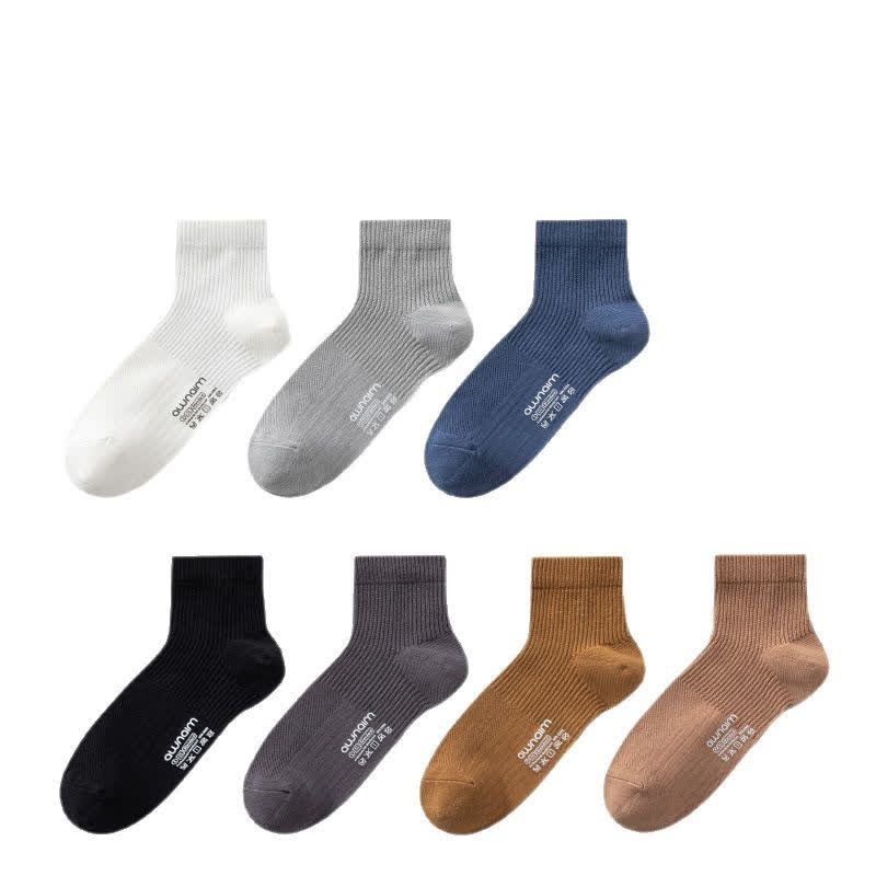 Chaussettes à imprimé lettre en maille de coton (7 paires) - Multicolore - EU39-44 (US6-10) - image 2