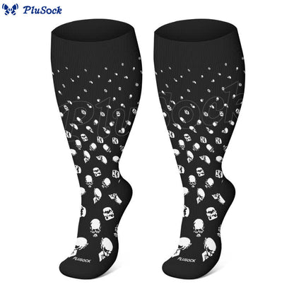 Chaussettes de compression grande taille à imprimé tête de mort pour Halloween (3 paires) - image 1