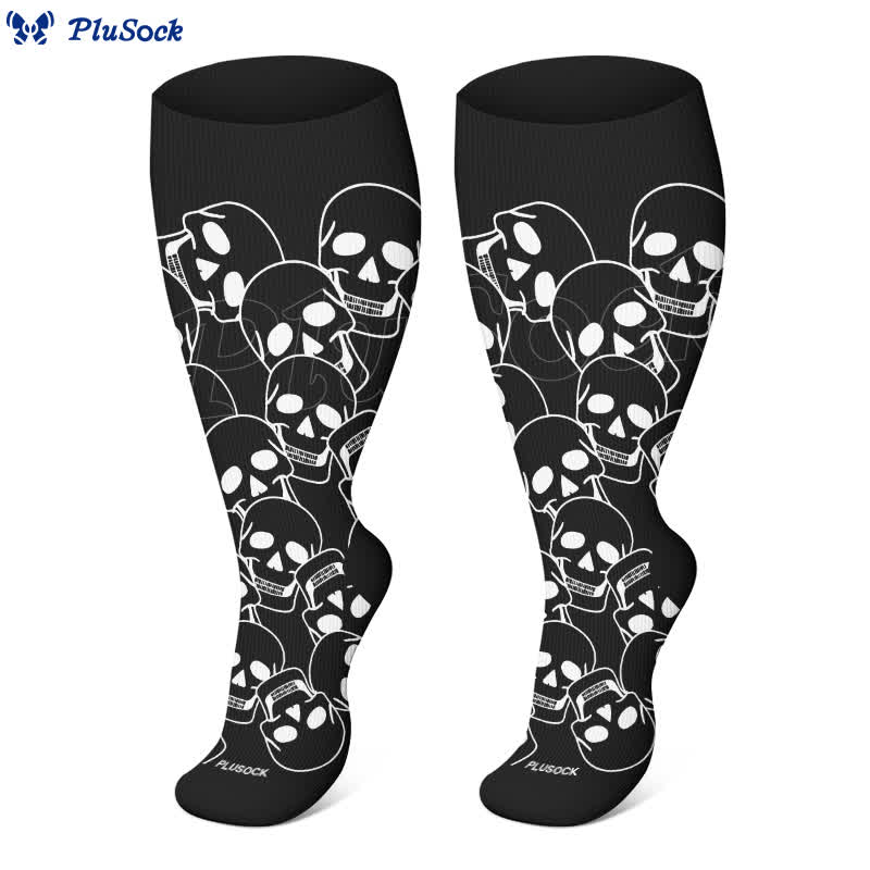 Chaussettes de compression grande taille à imprimé tête de mort pour Halloween - image 4