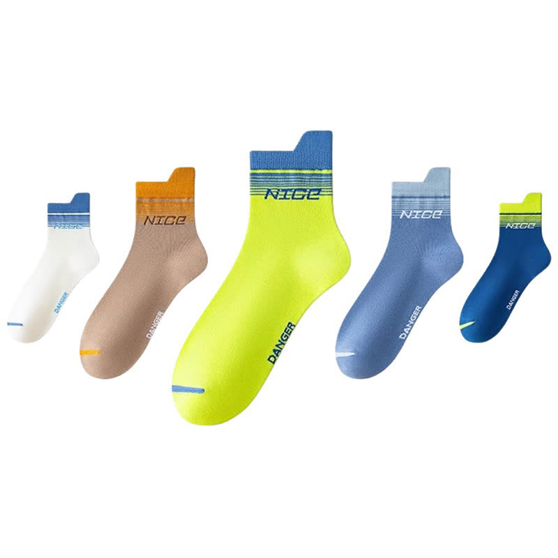 Chaussettes de compression à rayures et imprimé lettres (5 paires) - Multicolore - EU39-44 (US6-10) - image 2