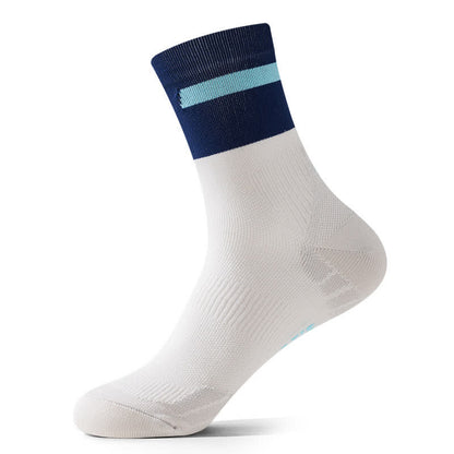 Chaussettes de compression de cyclisme à blocs de couleurs (7 paires) - Gris clair - EU39-43 (US6-9) - image 13