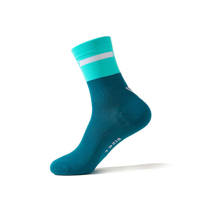 Chaussettes de compression de cyclisme à blocs de couleurs (7 paires) - Bleu - EU39-43 (US6-9) - image 9