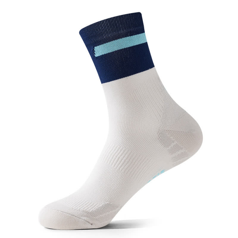 Chaussettes de compression de cyclisme à blocs de couleurs (7 paires) - Gris clair - EU39-43 (US6-9) - image 14