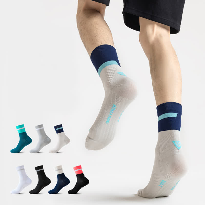Chaussettes de compression de cyclisme à blocs de couleurs (7 paires) - image 2