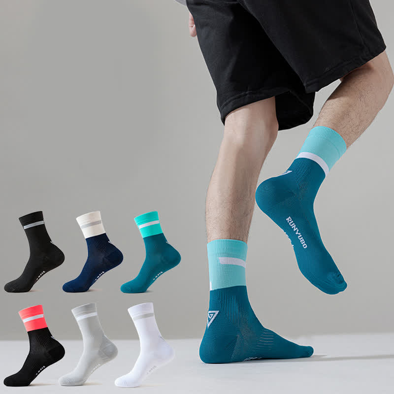 Chaussettes de compression de cyclisme à blocs de couleurs (7 paires) - image 2