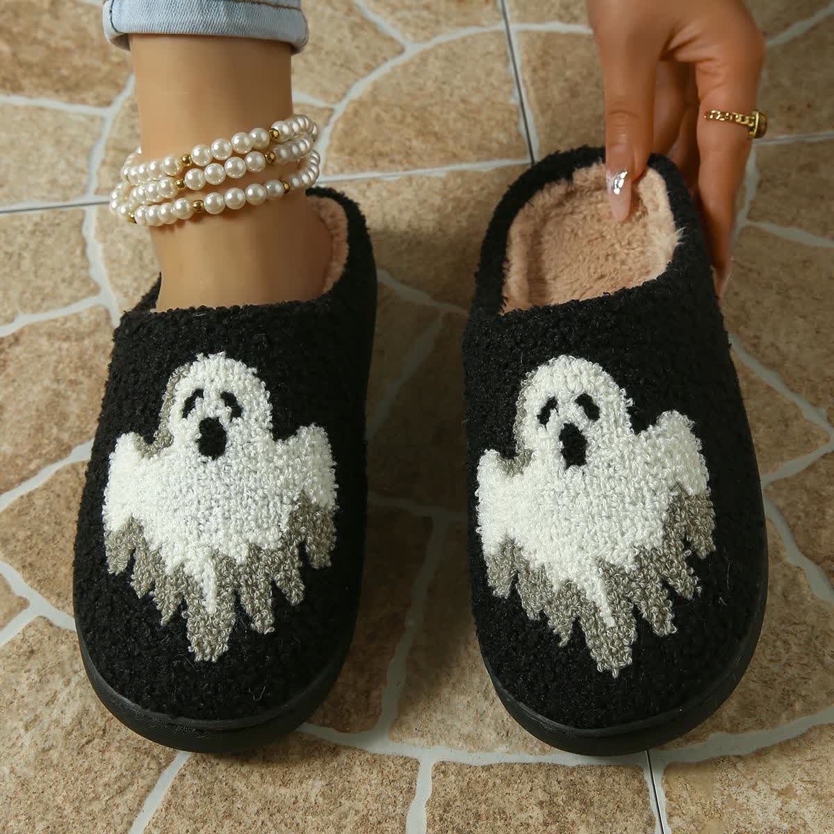 Chaussons fantômes d'Halloween grande taille - Noir - EU44-45 (US10-11) - image 5