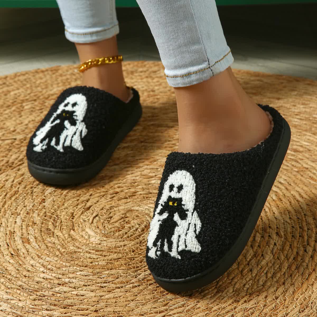 Chaussons fantômes amusants d'Halloween grande taille - Noir - EU44-45 (US10-11) - image 6